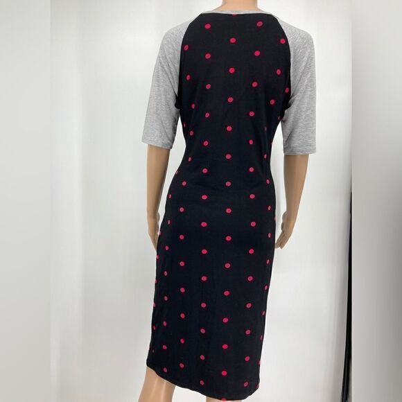 Lularoe Julia Black/Pink Polka Dot Dress Size M - Picture 3 of 5